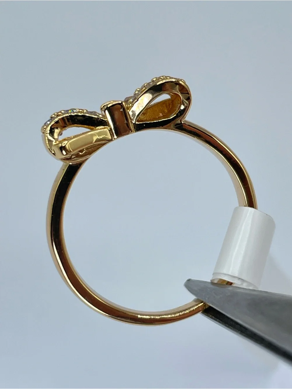 Swarovski Crystal Elements White Swarovski Elements Bow Ring Size 8 Minimalist